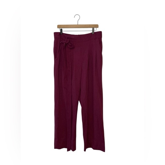 Melissa McCarthy Seven7 Pink Trousers with Relaxed Fit and Tie Waist - Picture 1 of 4